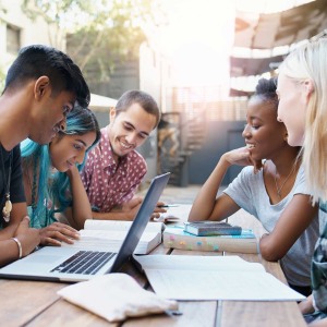 Students working on a group project.